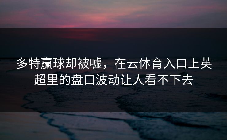 多特赢球却被嘘，在云体育入口上英超里的盘口波动让人看不下去