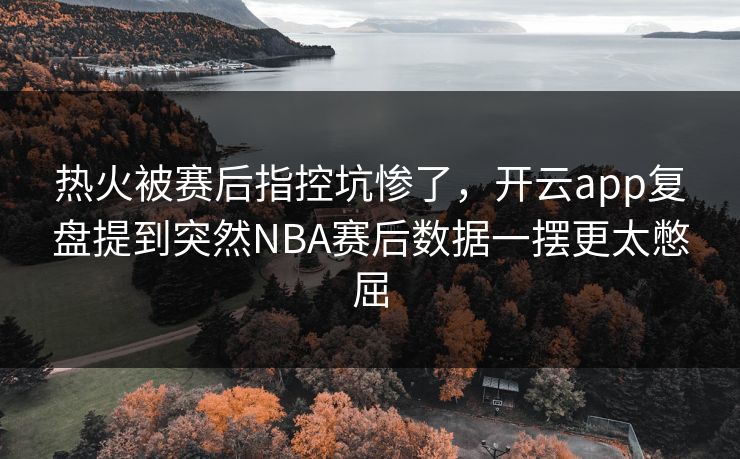 热火被赛后指控坑惨了，开云app复盘提到突然NBA赛后数据一摆更太憋屈