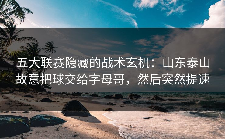 五大联赛隐藏的战术玄机：山东泰山故意把球交给字母哥，然后突然提速